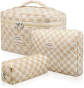 Gosect 3pc Makeup Bag Set, Quilted Makeup Bag Set, Large Floral Cosmetic Bag by Gosect