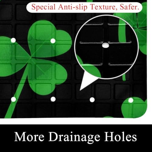 Bathtub Mat Non Slip 26.8x15.1In, St. Patrick's Day Clover Bath Mat - Image 2