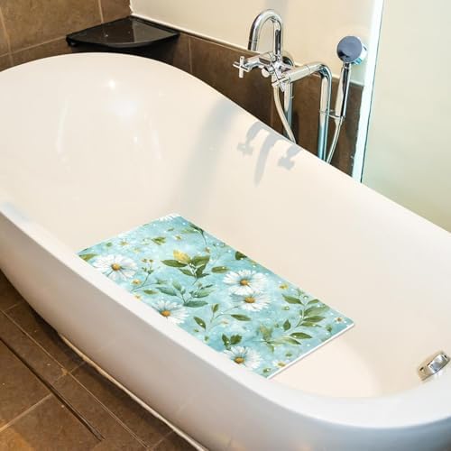Shower Mat Non Slip 26.8 x 15.1 Inches, Daisies Bathtub Mat Shower Stall Mats - Image 4