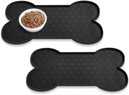 PWTAA Dog Food Mat Anti-Slip Silicone Dog Bowl Mat Thicker Pet Placemat by PWTAA