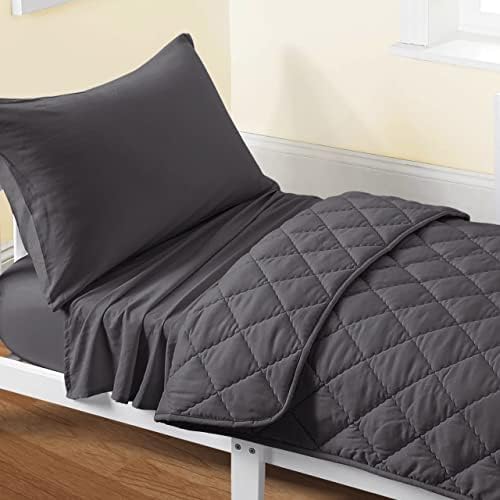FLXXIE 4-Piece Microfiber Toddler Bedding Set, Dark Grey by FLXXIE