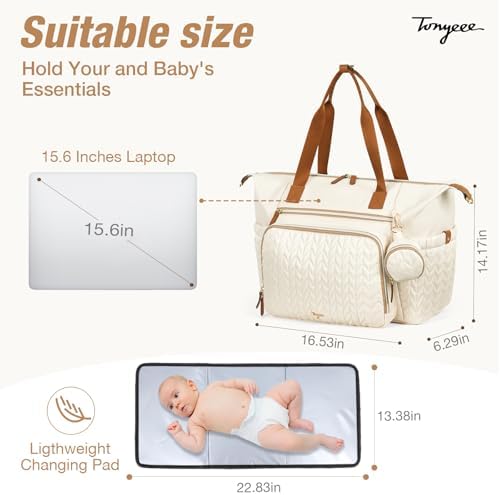 Diaper Bag Tote, Large Baby Hospital Bag - Image 5