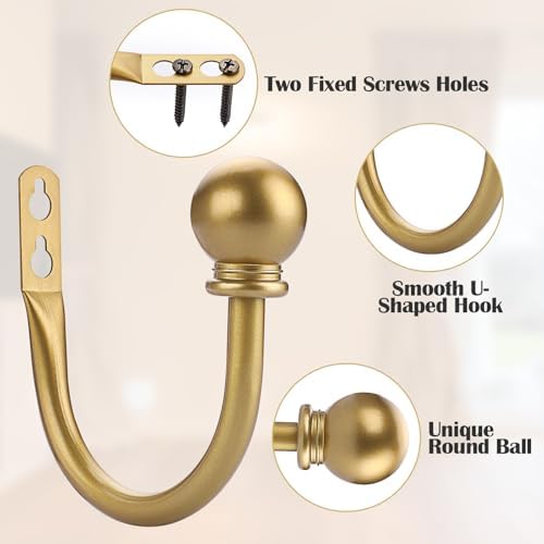 Sumnacon Curtain Holdbacks 2 Pcs Wall Mounted Curtain Tiebacks - Image 4
