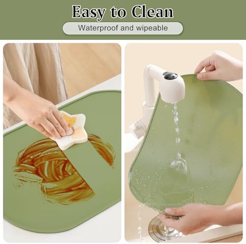 Silicone Placemats Set of 4, Oval Heat Resistant Place Mats, Waterproof - Image 5