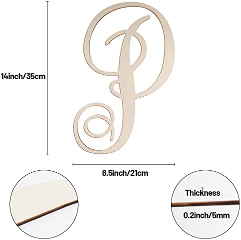 Cursive Wooden Letters P for Wall Decor Large Wood Monogram Letters 14 Inch - Image 2