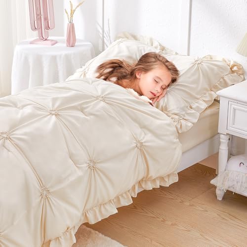 Princess Toddler Bedding Set for Girls, 4 Piece Ruffles Jacquard Embroidery - Image 4