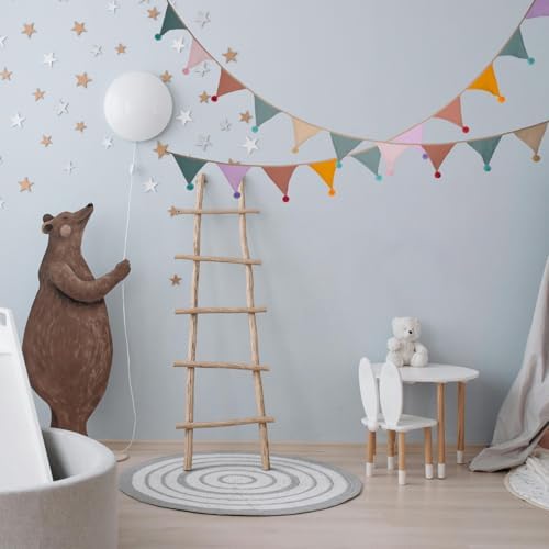 Fabric Bunting Banner, 2 Pack Handmade Neutral String Banner - Image 7