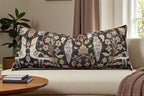 Bird Floral Print 14x36 Extra Long Lumbar Pillow Cover by YugTex