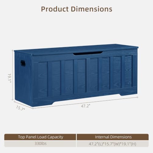 VANKILEY 47.2" Storage Chest Extra Large, Wooden Storage Bench - Image 3
