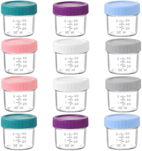 Dehov 4 OZ Glass Baby Food Storage Containers Set Of 12, Small Puree Jars by DEHOVKitchen