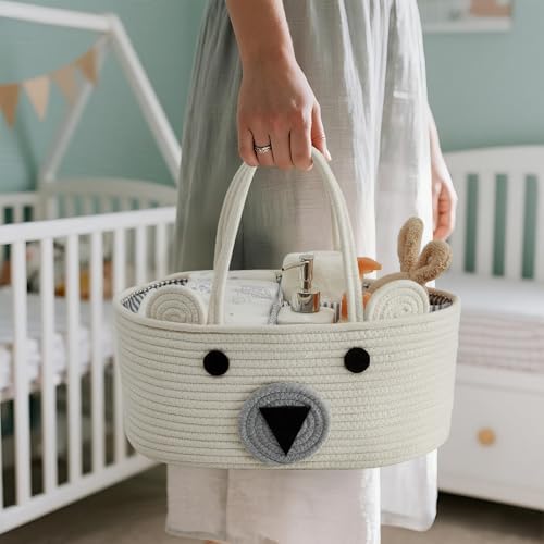 DECOMOMO Teddy Bear Basket, Large Diaper Caddy Basket - Image 6