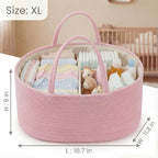 luxury little Diaper Caddy Organizer, Large Cotton Rope Nursery Baby Basket - Image 3