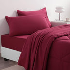 NTBAY Twin Microfiber Bed in a Bag, Comforter Set 5 Piece, Wine Red - Image 4