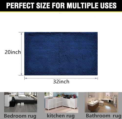 BOANKODU Bathroom Rugs 32x20, Extra Soft Absorbent Chenille Bath Rugs, PVC - Image 2
