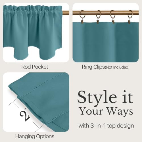 NICETOWN Sea Teal Blackout Window Valance - Image 3