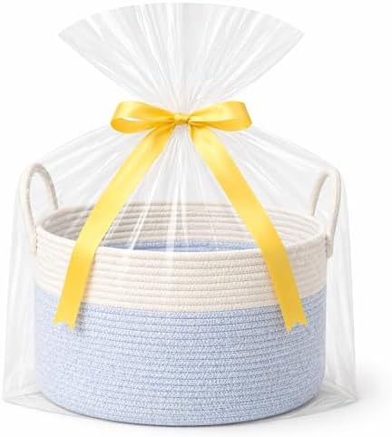 Extra Large Gift Basket Empty to Fill, Light Blue and White by SweetMemoLiving