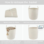 XUANGUO Cotton Rope Laundry Basket Hamper - Image 7