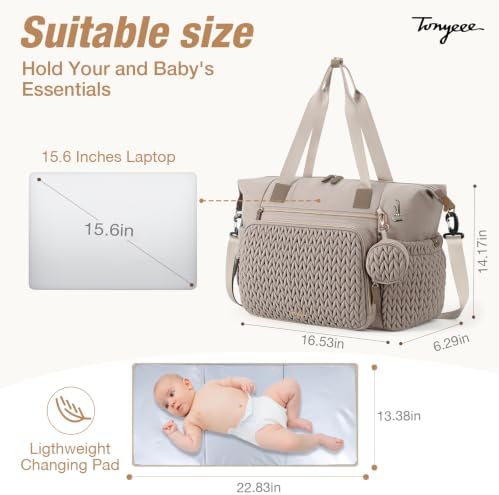 Diaper Bag Tote, Large Baby Hospital Bag - Image 5