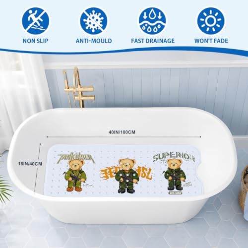 Teddy Island Bath Mat for Tub Non Slip Kids Bathtub Mat 40x16 Baby Bath Mat - Image 2