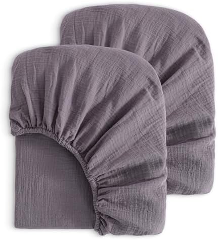 NTBAY 2 Pack Muslin Cotton Crib Sheets, Soft and Breathable Double Layer 28x52 by NTBAY