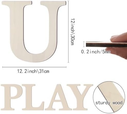 Wooden Letters 12 Inch Large Paintable Wood Letters U - Image 2