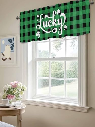 St. Patrick's Day Buffalo Plaid Kitchen Curtains Valances - Image 5