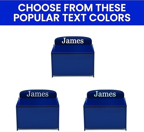 Delta Children Personalized MySize Deluxe Toy Box, Deep Blue - Image 2