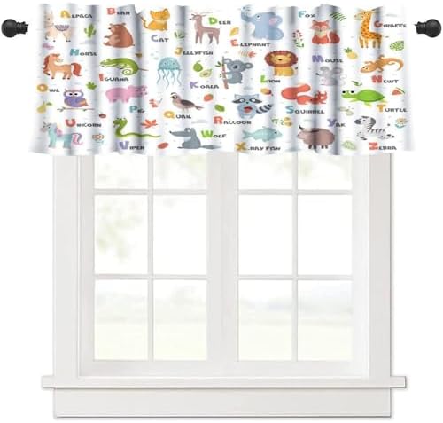 Alphabet Valances Curtain Fruits Berries Animals Letters Pattern Window by Unknown