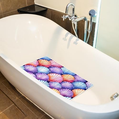 Bathtub Mat Non Slip 26.8x15.1 Inch, Rainbow Shells Shower Mat - Image 5