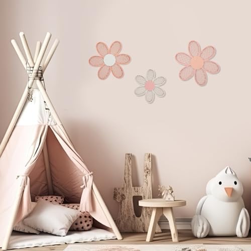 Maitys 3 Pcs Boho Daisy Flower Wall Decor Nursery Art, Rustic Color - Image 6