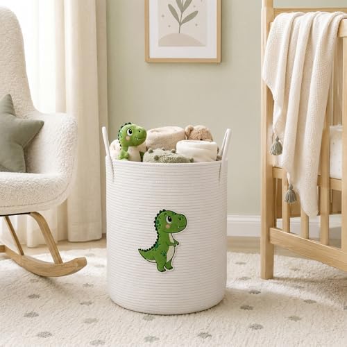 LemonRoad Dinosaur Laundry Hamper Large Cotton Rope Storage Basket - Image 6