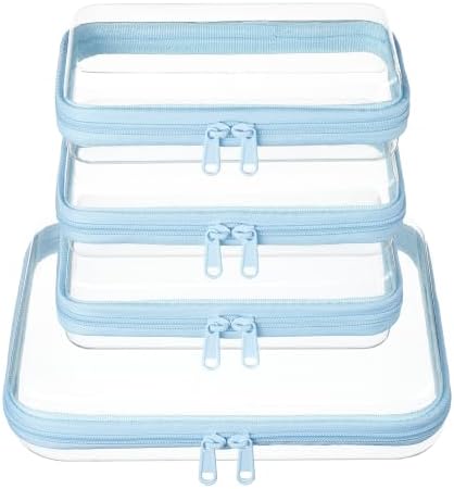 4 pcs Clear Zipper Pouches, Hard Shell Zipper Case, Toiletry Bag by WELPIRT