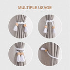 NICEEC 4 Pack Wooden Cube Magnetic Curtain Tiebacks Boho Home Decor Drape Tie - Image 6