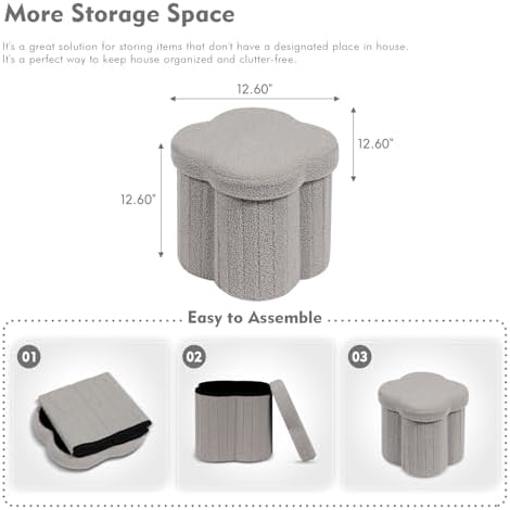 B FSOBEIIALEO Storage Ottoman Cube, Flowers Shaped Ottomans - Image 3