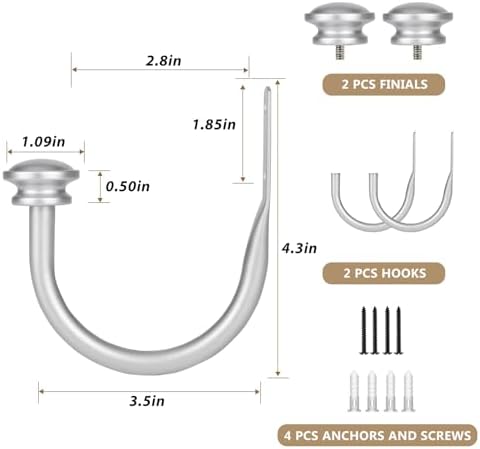 TONIAL Curtain Holdbacks, Small Cap Finials - Image 6