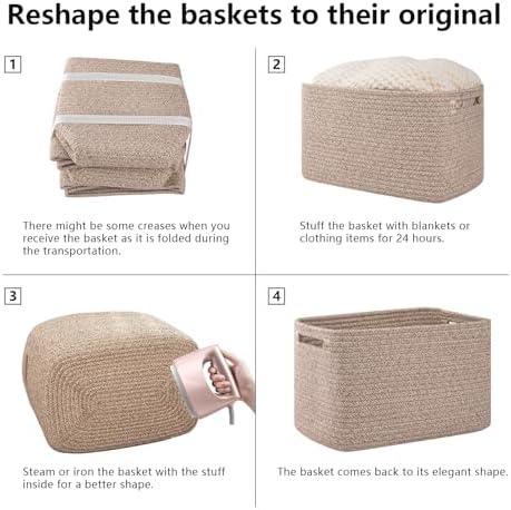 OIAHOMY 4 Pack Storage Baskets for Organizing 20L Cube Storage Bins Brown - Image 7