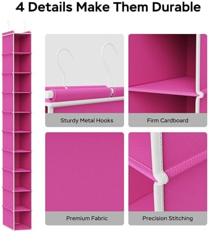 MAX Houser 2 Pack 10 Tier Slim Hanging Shoe Organizer Pink - Image 4