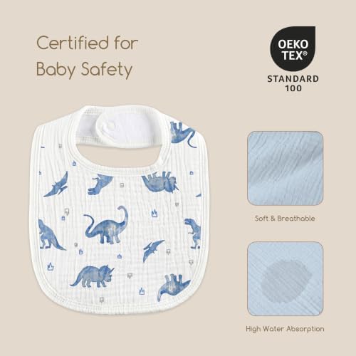 6-Pack Muslin Baby Bibs for Drooling & Teething, Absorbent Bib - Image 5