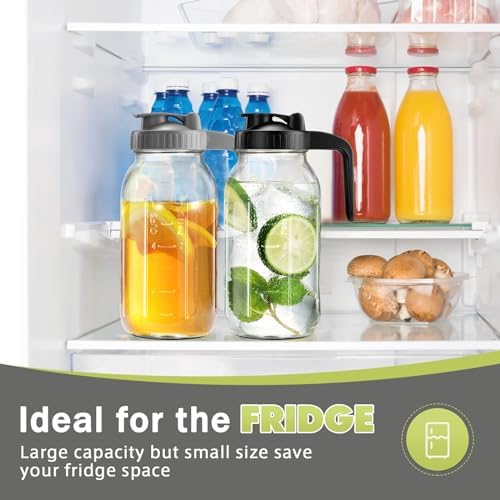 Mason Jar with Pour Spout Lid V-shaped, 64 oz Iced Tea Pitcher with Lids Double - Image 4