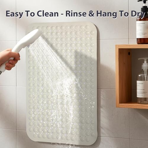 Non Slip Bathtub Mat Bath Shower Mat Beige 17"x30" Standard Size - Image 7