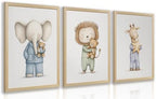 PORENY Baby Animal Nursery Wall Art Set of 3, Elephant Lion Giraffe Canvas by Unknown