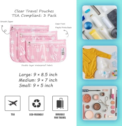 HIONXMGA Set of 3 Clear Travel Toiletry Bag, TSA Approved, Quart Size S/M/L - Image 6