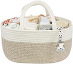 XUANGUO Large Cotton Rope Baby Diaper Caddy Organizer Basket White Brown by XUANGUO