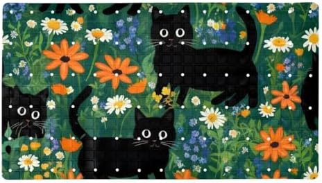 Shower Mat Non Slip, Cats Flower Anti Slip Bath Mat by Anna+Cowper