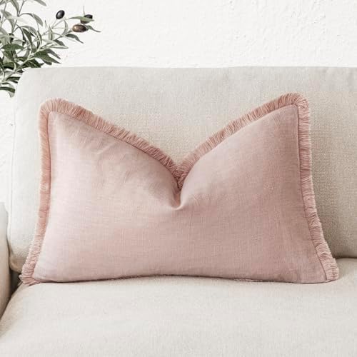 Foindtower Decorative Linen Fringe Lumbar Throw Pillow Covers Cozy Boho by Foindtower