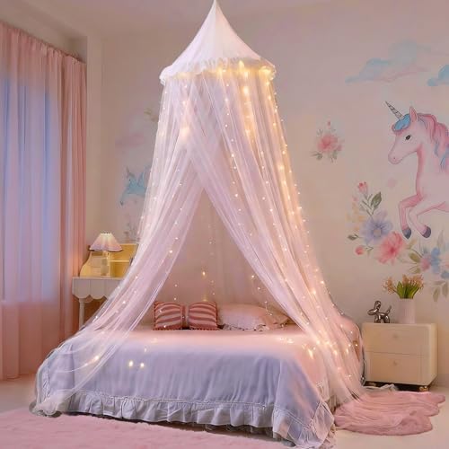 Princess Bed Canopy for Girls, Double Layer Canopy Fits Twin/Full Bed - Image 2