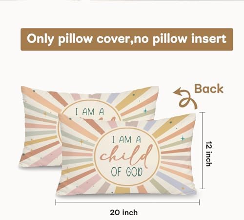 Boho Sun Christian Nursery 12x20 Pillow Cover, Christian Home Decor, I Am A - Image 3