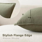 Foindtower Linen Decorative Throw Pillow Covers 16x16 Olive Branch Green - Image 3