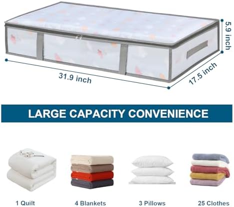 2 Pack Under Bed Storage Containers Bins, Humid-Proof Plastic Underbed Storage - Image 2
