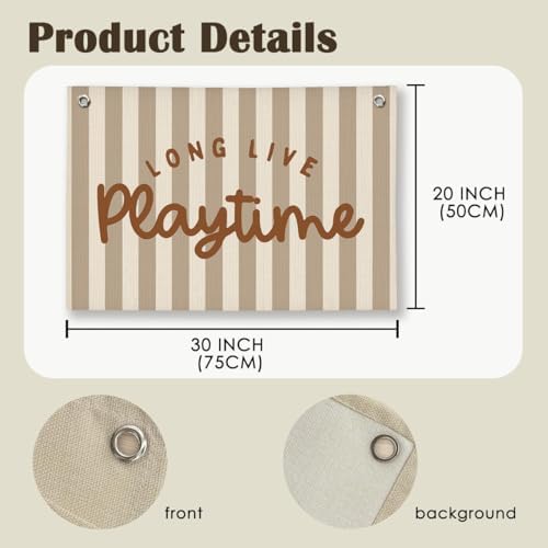 Play Decor, Long Live Playtime Wall Hanging Linen Banner, 20x30 Inch-Brown - Image 6